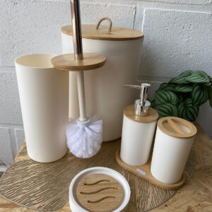 Set de Baño 5 Piezas - Línea Minimalist Black & Wood