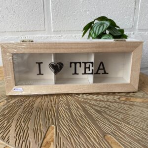 Caja de Té "I Love Tea" - Madera Natural con Visor