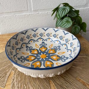 Ensaladera de Cerámica Premium - Diseño Boho & Relieve