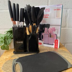 Set de Cocina Ultra Completo Gentil – 19 Piezas con Base Organizadora