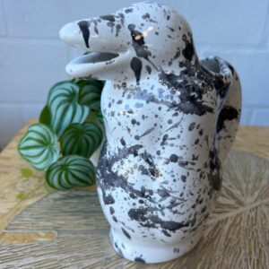 Jarra Pingüino de Cerámica Esmaltada - Diseño Salpicado Vanguardia