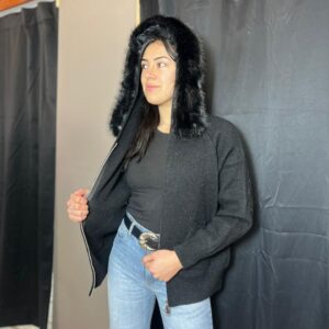 Campera Tejida Premium con Capucha (Piel Desmontable y Doble Cierre)