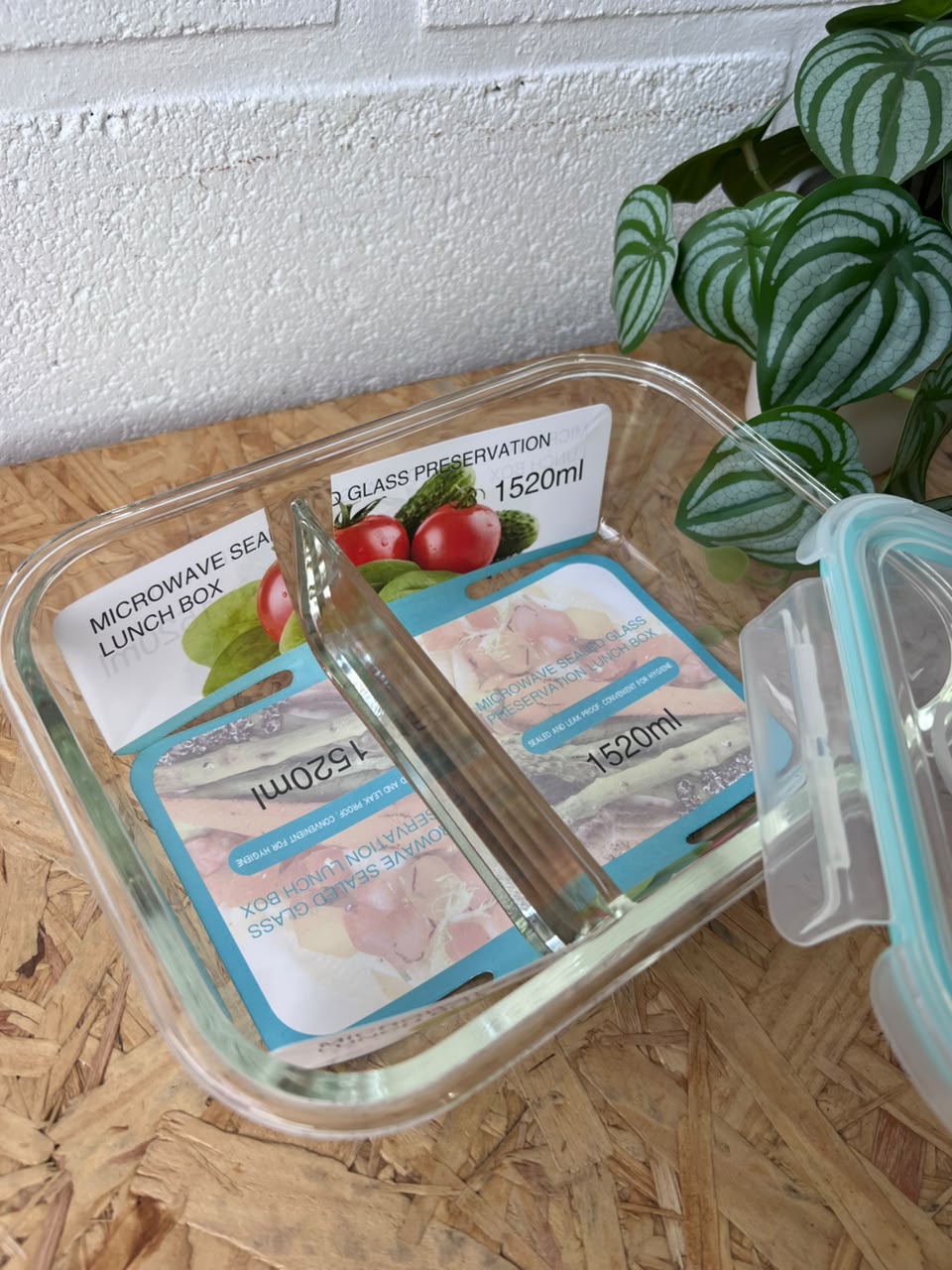 Contenedor Hermético de Vidrio con División 1520 ml – Tupper Lunch Box - Imagen 2